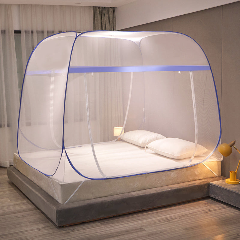 Foldable Mosquito Net for Double Bed | King Size Machardani with Steel Frame & Zipper Door | Portable, Washable & Breathable Polyester Mesh