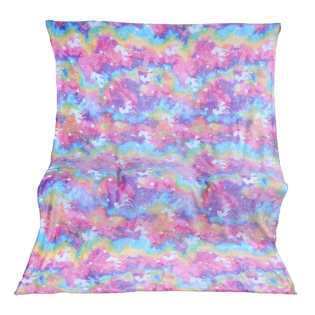 Glow in The Dark Blanket for Kids – Soft Cozy Fleece Unicorn & Star Design – 200x152 cm Queen Size – Washable Night Light Blanket for Girls & Boys (Mix Pink) (Age 0–15 Years)