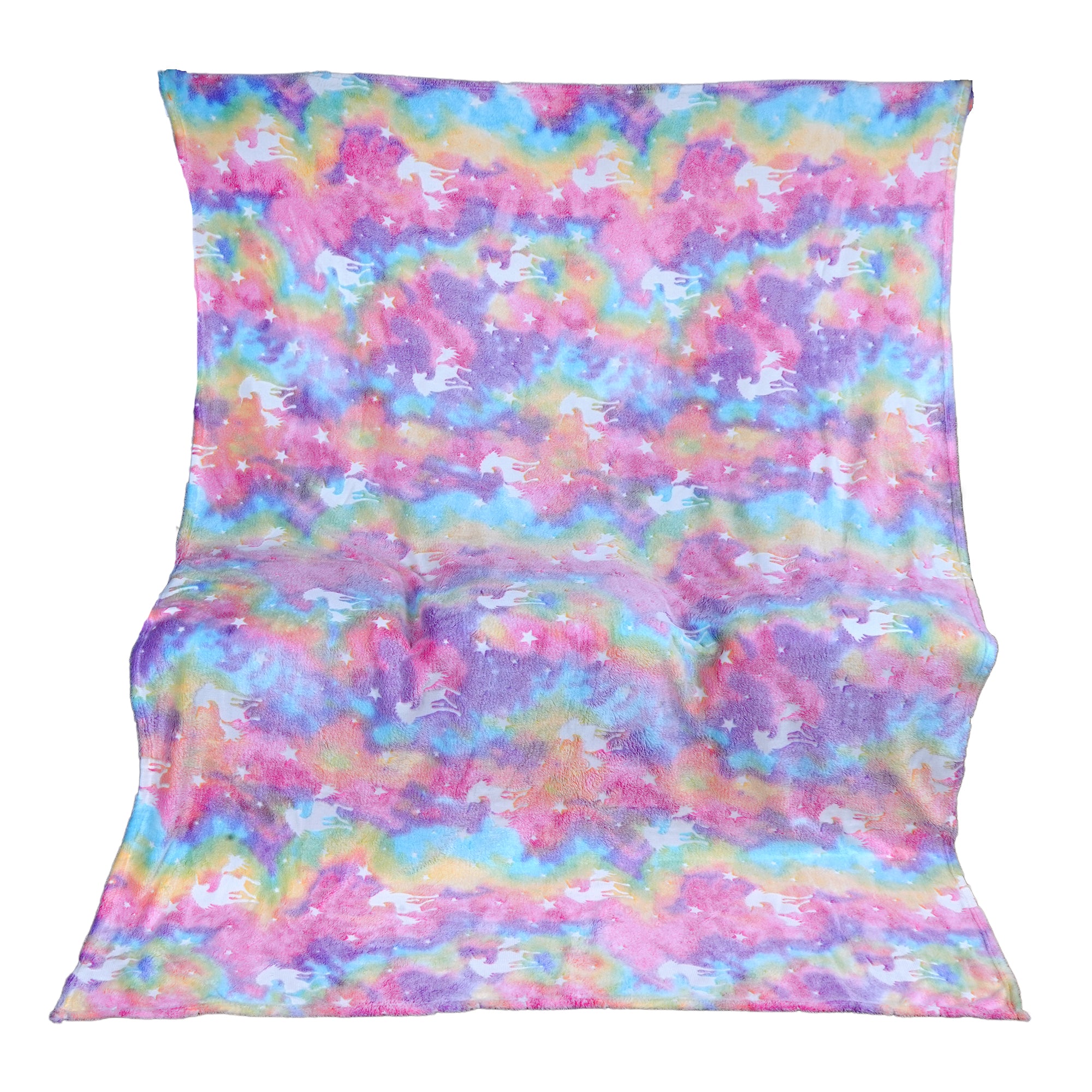 Glow in The Dark Blanket for Kids – Soft Cozy Fleece Unicorn & Star Design – 200x152 cm Queen Size – Washable Night Light Blanket for Girls & Boys (Mix Pink) (Age 0–15 Years)