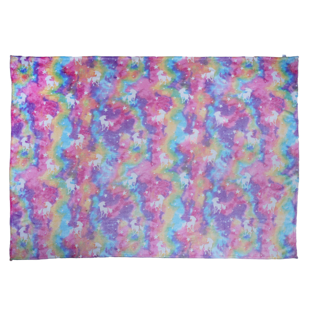 Glow in The Dark Blanket for Kids – Soft Cozy Fleece Unicorn & Star Design – 200x152 cm Queen Size – Washable Night Light Blanket for Girls & Boys (Mix Pink) (Age 0–15 Years)