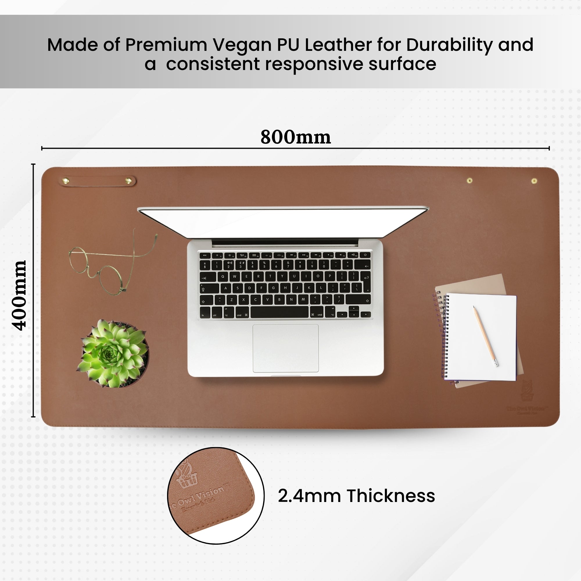 Vegan PU Leather Desk Mat – Reversible Dual-Tone Waterproof Office Table Mat, Non-Slip Large Mouse Pad for Laptop, Keyboard & Gaming (80x40 cm) | Premium Packing Box Included