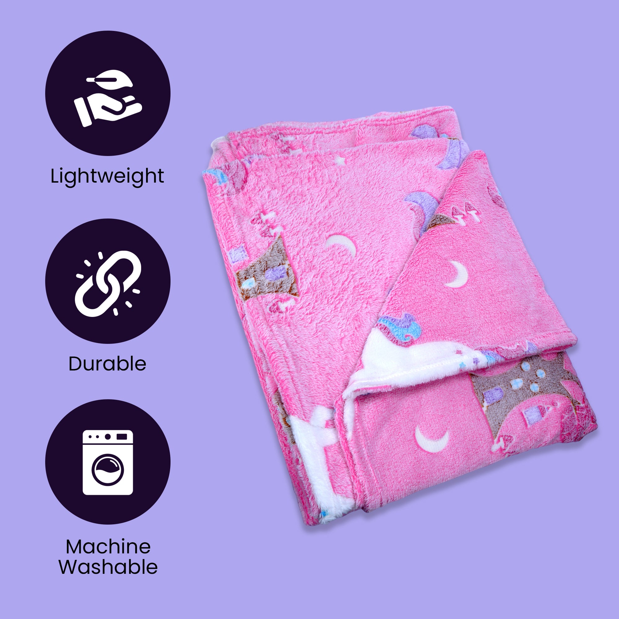 Glow in The Dark Blanket for Kids – Soft Cozy Fleece Unicorn & Star Design – 200x152 cm Queen Size – Washable Night Light Blanket for Girls & Boys (Mix Pink) (Age 0–15 Years)