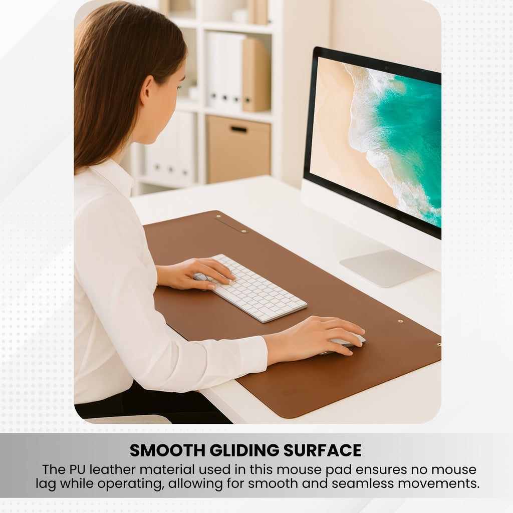 Vegan PU Leather Desk Mat – Reversible Dual-Tone Waterproof Office Table Mat, Non-Slip Large Mouse Pad for Laptop, Keyboard & Gaming (80x40 cm) | Premium Packing Box Included