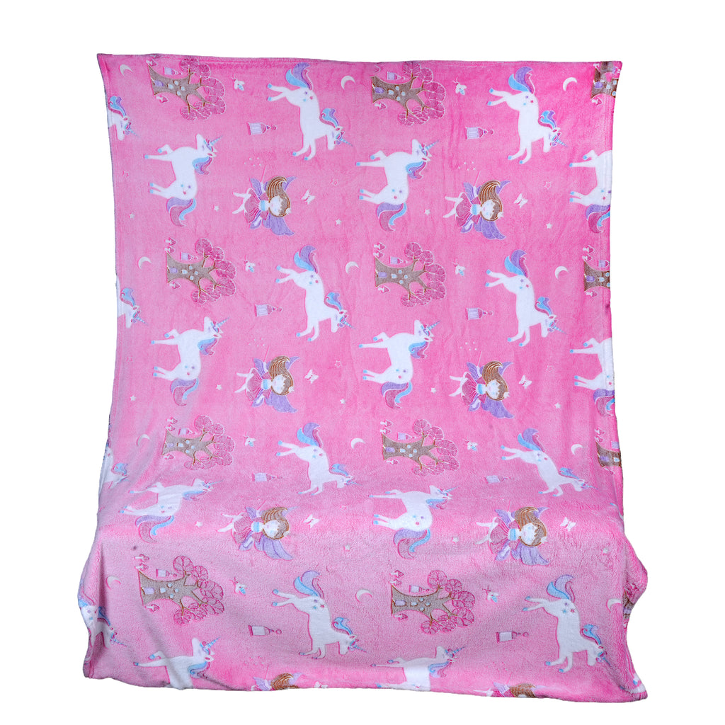 Glow in The Dark Blanket for Kids – Soft Cozy Fleece Unicorn & Star Design – 200x152 cm Queen Size – Washable Night Light Blanket for Girls & Boys (Mix Pink) (Age 0–15 Years)