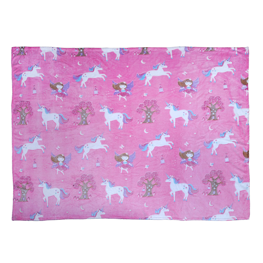 Glow in The Dark Blanket for Kids – Soft Cozy Fleece Unicorn & Star Design – 200x152 cm Queen Size – Washable Night Light Blanket for Girls & Boys (Mix Pink) (Age 0–15 Years)
