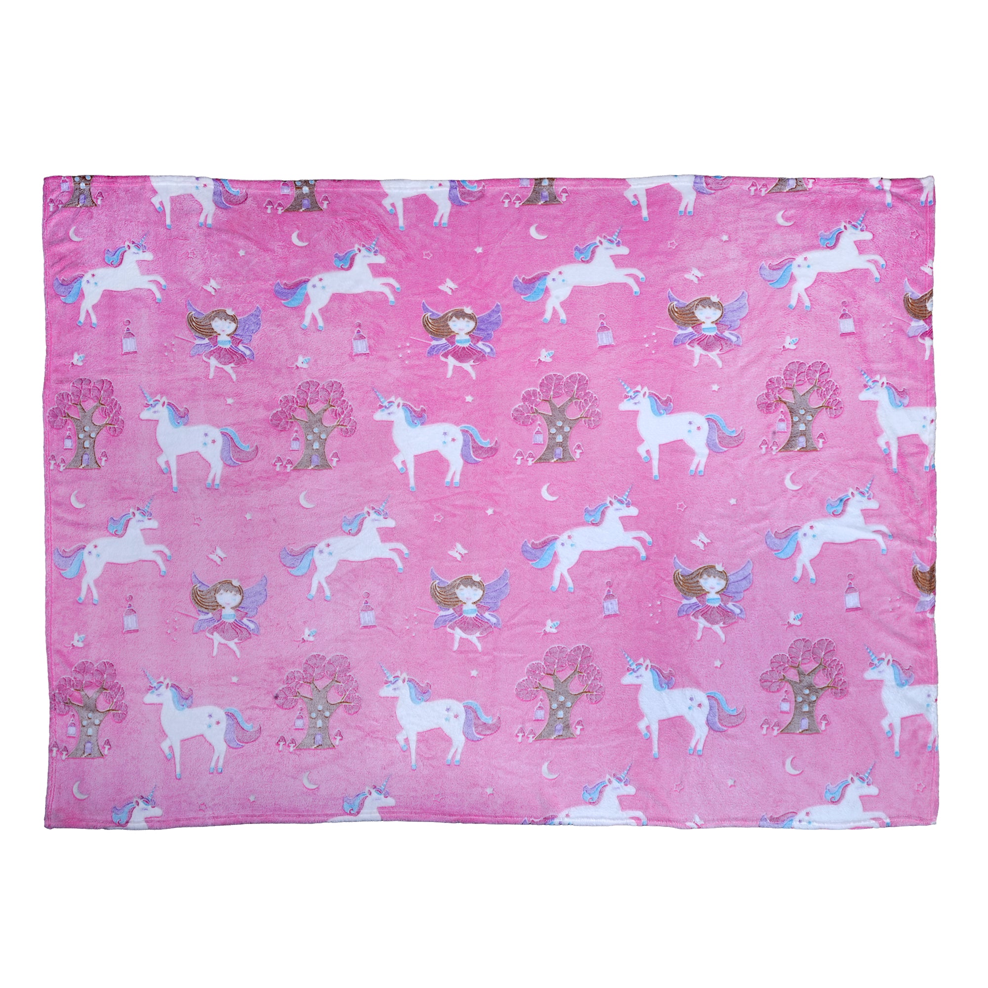 Glow in The Dark Blanket for Kids – Soft Cozy Fleece Unicorn & Star Design – 200x152 cm Queen Size – Washable Night Light Blanket for Girls & Boys (Mix Pink) (Age 0–15 Years)