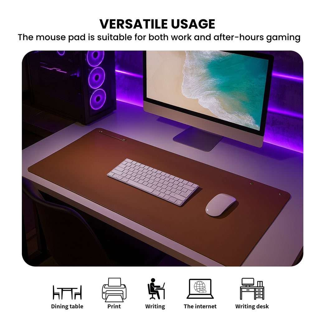 Vegan PU Leather Desk Mat – Reversible Dual-Tone Waterproof Office Table Mat, Non-Slip Large Mouse Pad for Laptop, Keyboard & Gaming (80x40 cm) | Premium Packing Box Included