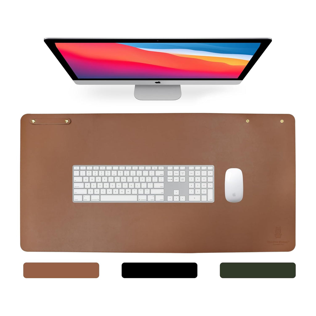 Vegan PU Leather Desk Mat – Reversible Dual-Tone Waterproof Office Table Mat, Non-Slip Large Mouse Pad for Laptop, Keyboard & Gaming (80x40 cm) | Premium Packing Box Included