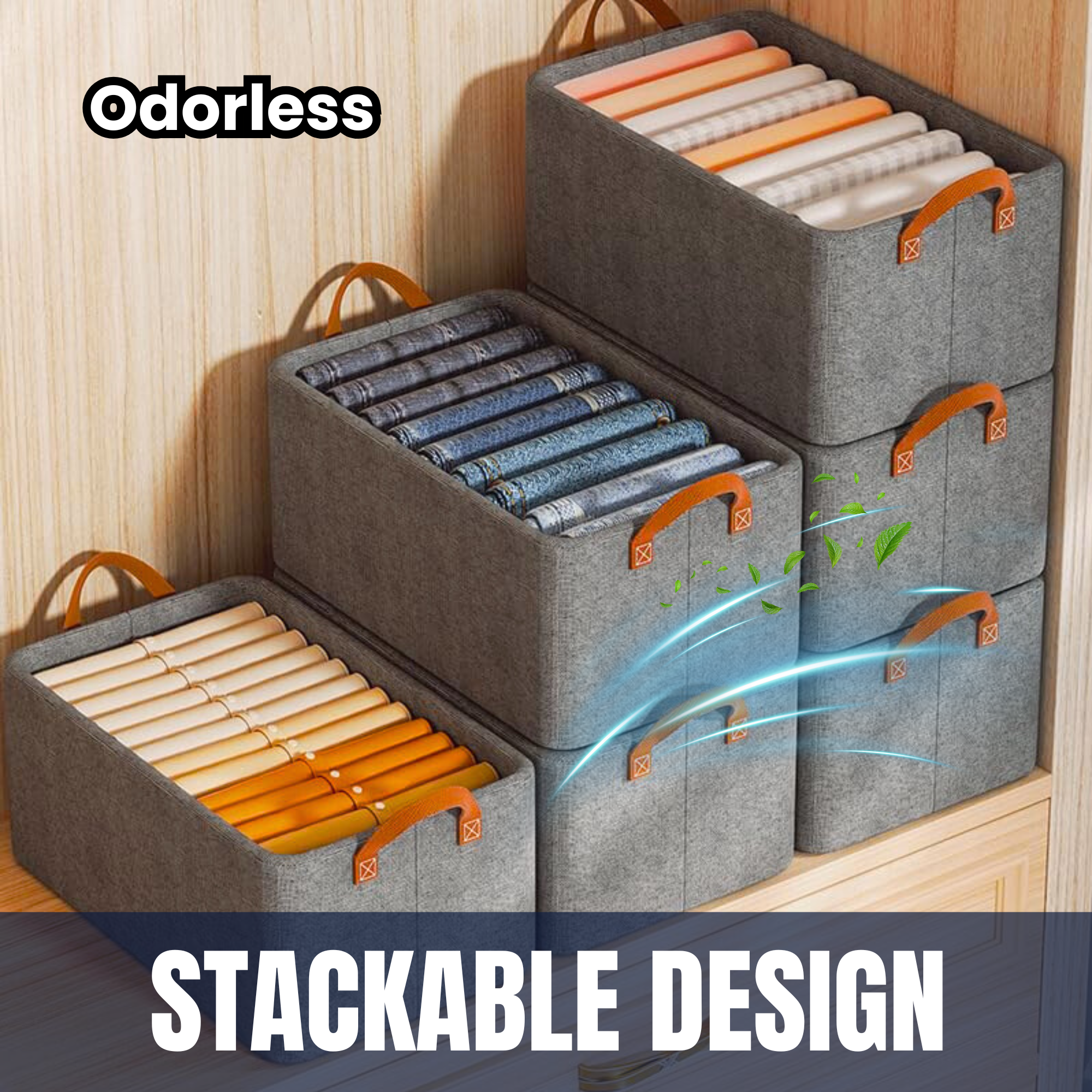 Foldable Cloth Storage Boxes with Handles | Large Capacity Wardrobe & Closet Organizer Bins for Clothes, Bedroom, Nursery & Laundry | Multipurpose Fabric Containers | Set of 4 – Black